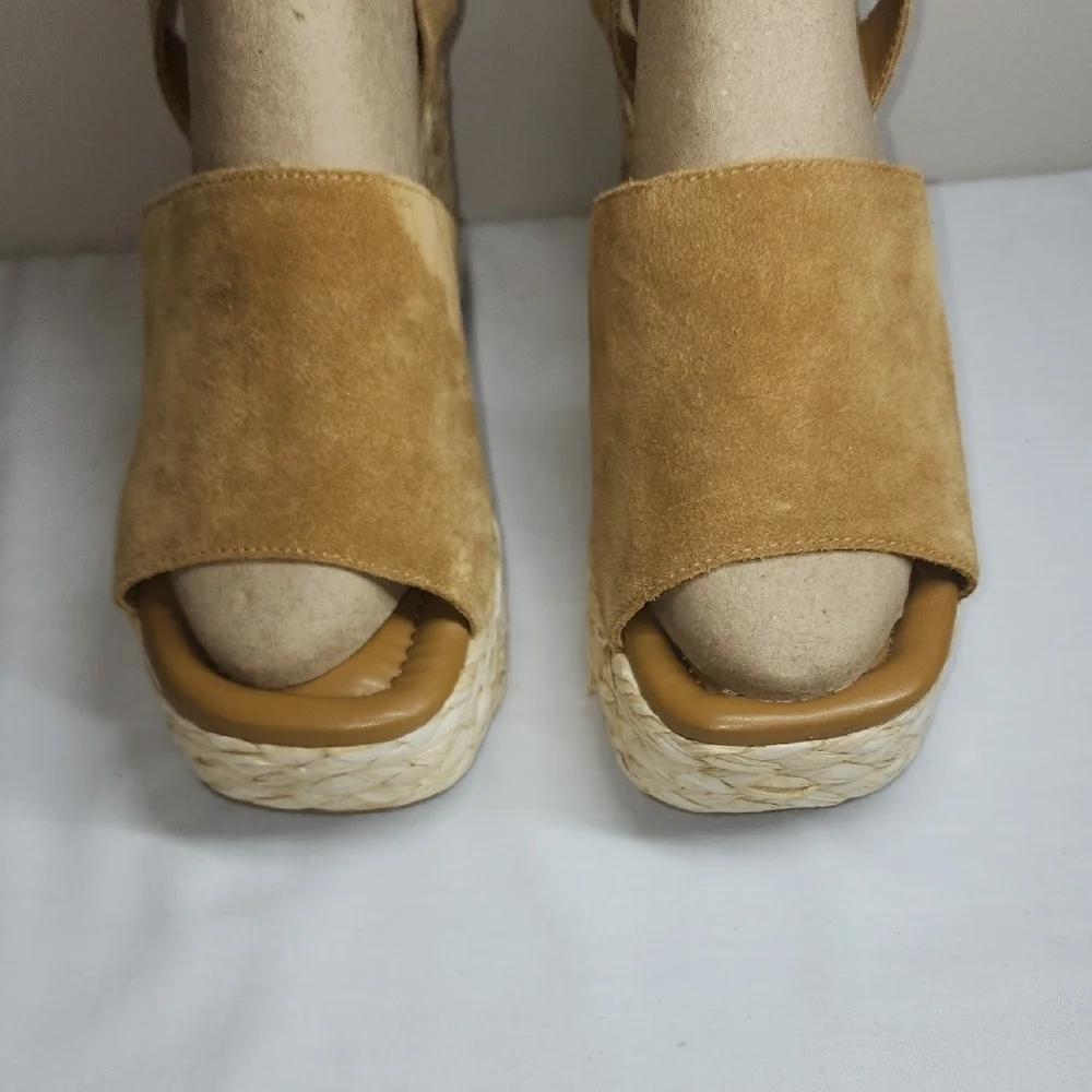 Marc Fisher Tan Suede Wedge Sandals